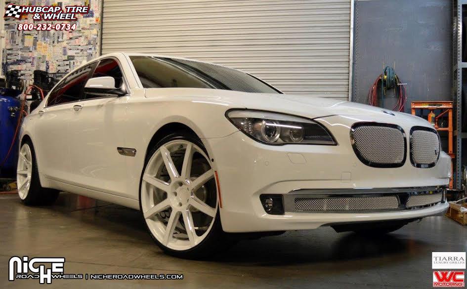 vehicle gallery/bmw 750 li niche nyx  Gloss White | Hi Luster Polished Windows wheels and rims